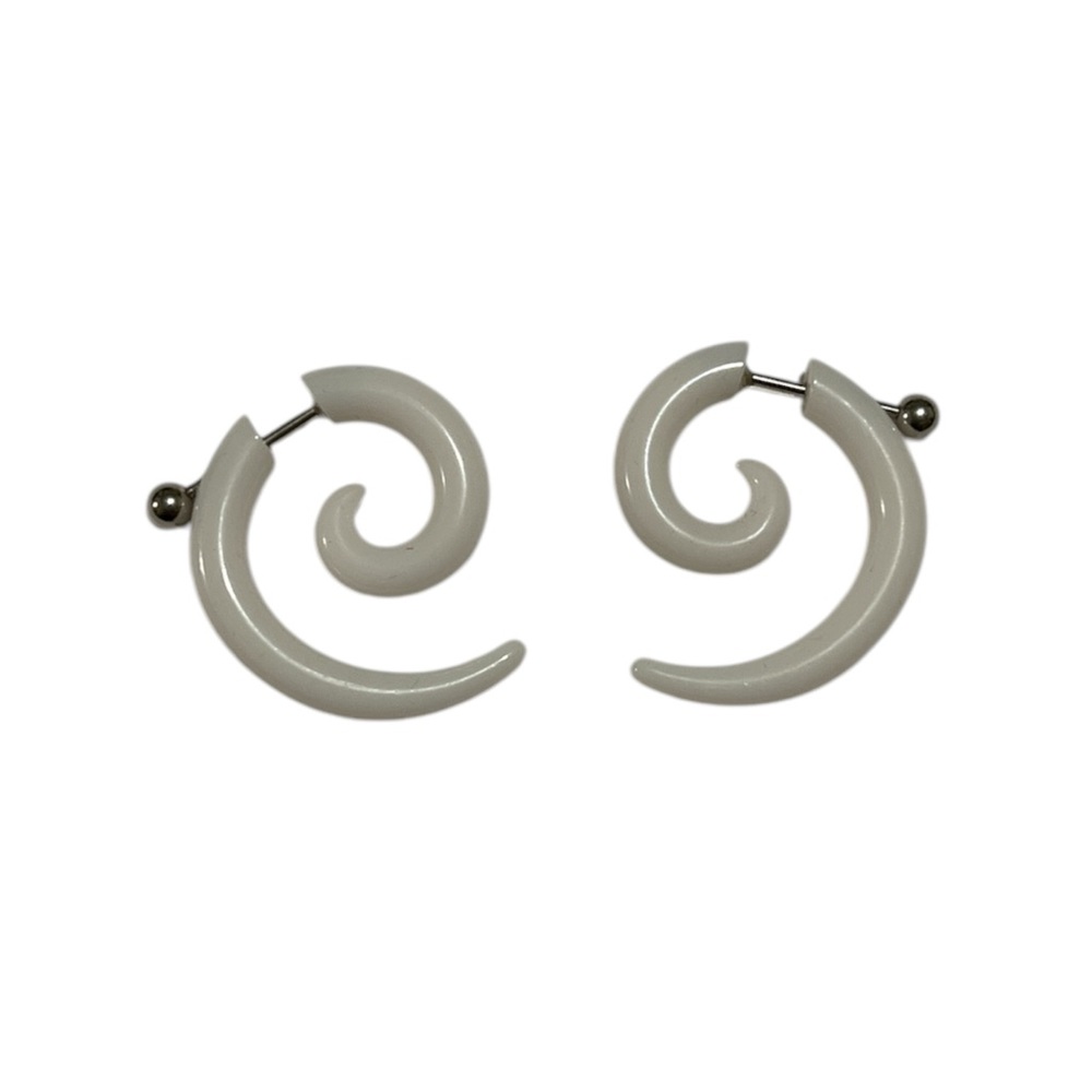 Pair of Brand New White Acrylic Spiral 
Fake Ear Stretcher